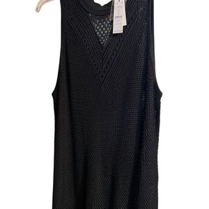 White House Black Market Black Crochet Knit Sleeveless Top